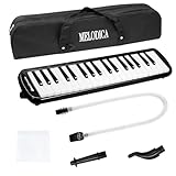 Soulmate 37 Key Melodica Instrument Keyboard Soprano Piano Style with Mouthpiece Tube Sets and Carrying Bag for Kids Beginners Adults Gift Black