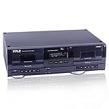 Dual Stereo Cassette Tape Deck - Clear Audio Double Player Recorder System w/ MP3 Music Converter, RCA for Recording, Dubbing, USB, Retro Design - For Standard / CrO2 Tapes, Home Use - Pyle PT659DU