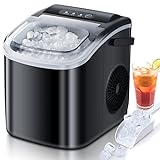 Countertop Ice Maker 6 Mins 9 Bullet Ice, 26.5lbs/24Hrs, Portable Ice Maker Machine with Self-Cleaning, Bags, Ice Scoop, and Basket, for Home/Kitchen/Office/Party