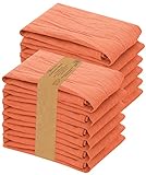 RUVANTI Flour Sack Towels 12 Pack 28x28 Inch, 100% Cotton Tea Towels, Reusable Kitchen Towels, Machine Washable, Absorbent Bar Towels - Dish Cloth Perfect for Drying Dishes & Cleaning - Orange