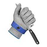 KAINOWEE Level 9 Cut Resistant Glove Food Grade, 2.0 Upgraded Stainless Steel Mesh Metal Glove, for Chefs Kitchen Meat Cutting Oyster Shucking (Large)