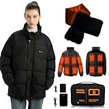 Fylno Heated Jackets For Women,Womens Heated Jacket with Battery Pack Included Heated Scarf, Heated Coat For Women