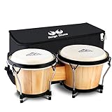 EastRock Bongo Drum 6” and 7” Set for Adults Kids Beginners Professionals Tunable Wood and Metal Drum Percussion Instruments with Bag and Tuning Wrench