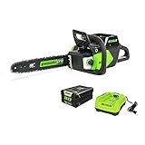 Greenworks 80V 16' Brushless Cordless Chainsaw (Great For Tree Felling, Limbing, Pruning, and Firewood / 75+ Compatible Tools), 2.0Ah Battery and Charger Included