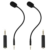 Smays 3.5mm Microphone Replacement for PC, Gaming Headset Turtle Beach, Laptop, Computer, PDP Afterglow AG6, GoPro Insta360 One RS Camera - External Mic Plug-in Gooseneck, 2-Pack