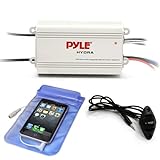 Pyle Auto 4-Channel Marine Amplifier - 200 Watt RMS 4 OHM Full Range Stereo with Wireless Bluetooth & Powerful Prime Speaker - High Crossover HD Music Audio Multi Channel System PLMRMB4CW White