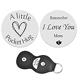 Pocket Hug Token Keychain Gifts for Mom Mother Birthday Mothers Day Gift from Daughter Son Long Distance Relationship Gifts Double Sided Pocket Hug Coin with PU Leather Keychains for Mom Women