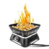 Outland Living Firecube 805 Portable 14-Inch Square Propane Gas Fire Pit for Camping with Cover, Carry Kit and Lava Rock Stones, 58,000 BTU, Black