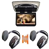 Voxx Movies to Go VXMTG10 10.1' Hi-Res DVD LED Back-lit Overhead Monitor with 2 Pair of Wireless Headphones