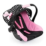 Bayer Design Dolls: Deluxe Car Seat: Hearts Black & Pink - Pretend Play Accessory for Dolls/Plushes Up to 18', Ages 3+