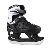 LEVYTEMP Adjustable Boys Ice Skates for Kids Youth Ages 6-12 - Black Ice Skating Shoes - Sizes S, M, L - Hard-Shell Outer Boot - Lace-Up Skates for Beginners.
