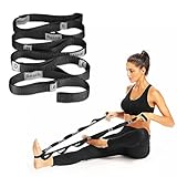 LXLOVESM Stretching Straps Yoga Strap for Physical Therapy,10 Loops Non-Elastic Stretch Bands for Exercise, Pilates, Dance,Gymnastics,with Letters & Inspirational Remarks (Black)