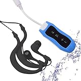 Portable FM Radio Diving MP3 Music Player IPX8 Waterproof Rechargeable USB2.0 with Headphone Suitable for Swimming and Running(Blue)