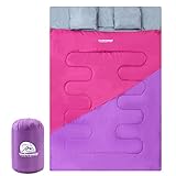 Double Sleeping Bag for Adults Kids - Lightweight 2 Person Sleeping Bag with Pillow, Waterproof Camping Two Person Sleeping Bag for Girls, Boys, Youths, Teens, Compact Sleeping Bag for Cold Weather
