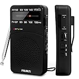 PRUNUS J-166 Portable Radio AM FM, Battery Operated with Tuning Light, Back Clip, Excellent Reception for Indoor & Outdoor Emergency Radio, FM Portable, Transistor