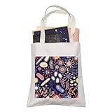 LEVLO Microbiology Bacteria Shopping Bag Science Art Biologist Reusable Book Tote Bag Gift for Teacher Student(Microbiology Bacteria)