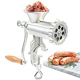 Meat Grinder with Tabletop Clamp & 2 Cutting Disks, Cast Iron Heavy Duty Sausage Maker and Manual Meat Mincer - Make Homemade Burger Patties, Ground Beef and More, Portable and Easy to Use