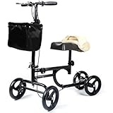 BodyMed Knee Walker for Leg and Foot Injuries with Dual Brakes, Detachable Fabric Basket & Knee Pad Cover – Collapsible and Adjustable Knee Scooter, Broken Leg Caddy, Better Alternative to Crutches