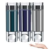Shampoo Dispensers for Shower Wall Mounted 3 Chambers No Drill Soap Dispenser Bathroom Shower Pump, 300ml Shampoo and Conditioner Dispenser Clear Bottles for Hotel Home Shopping Mall