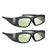 3D Glasses 2 Pack, Rechargeable Active Shutter 3D Glasses Compatible with Epson Sony LCD Projector/Sony Panasonic Samsung 3D Active TV