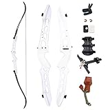 SinoArt 68' Metal Riser Takedown Recurve Bow Adult Archery Competition Athletic Bow Weights 20-36Lbs Right Handed Archery Kit (40Lbs, White)