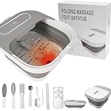 UNIFULL Collapsible Foot Spa Bath with Heat and Massage Rollers, Bubble, Foot Pedicure Kit, Temperature Control, Red Light, Pedicure Foot Spa, Foot Bath