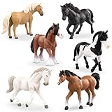 Terra by Battat – 6 Pcs 6' Horse Toys – Realistic Horse Figurines – Plastic Zoo Animal Toys for Kids 3+ – Horse Gift & Party Favors Decorations