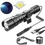 WholeFire Xhp70 Tactical Flashlights High Lumens for Rifle - 10000 Lumens Rail Mount Flashlight with Pressure Switch, 5 Modes USB Rechargeable Picatinny Rial Flashlight Waterproof Weapon Light