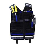 Niche Workwear Tool Vest with Adjustable Strapes, Heavy Duty and Water-repellent Reflective Vest for Construction, Electricians, Plumber, Home Repair (TL-6201)