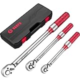 VANPO 1/4 & 3/8 & 1/2-inch Drive Click Torque Wrench, 3Pcs Torque Wrench Set 20-240in.lb, 5-45ft.lb, 20-160ft.lb, Dual-Direction Adjustable 72-Tooth Torque Wrench for Bike, Moto, Car Maintenance