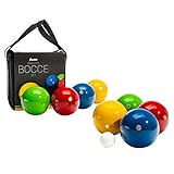 Franklin Sports 100mm Bocce Ball Set — 8 Wooden Bocce Balls and 1 Pallino — Beach, Backyard Lawn or Outdoor Party Game - Made in Italy
