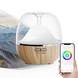 Ankrs Smart WiFi Essential Oil Scent Diffuser & Humidifier 600ml Compatible with Google Home/Alexa, Mountain Aroma Diffuser with RGB LED, Timer for Bedroom Large Room & Home-White Birch