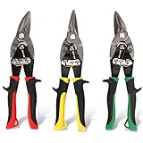 HURRICANE 3 pc Aviation Tin Snips Set, Metal Cutter Shear for Cut Sheet Metal, Chrome Vanadium Steel, Straight Left and Right, Ergonomical TyreGrip Handle with Hang Hole and Safety Latch