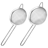 Harewu 2 Pack Fine Mesh Strainer, Small Stainless Steel Sieves with Handles, for Steeping Loose Leaf Tea, Straining Cocktail, Juice and Sifting Flour, Powdered Sugar (2pcs)