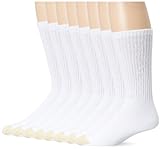 Gold Toe Men's Cotton Crew Socks, 6+2 Bonus Pack, White (8 Pairs), Shoe Size: 6-12