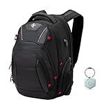 Swissdigital Design Circuit College Business Travel Backpack for Men (Black) Bundle with Hexagon Finder Find My Bluetooth Locator Keychain (2 Items)