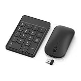 Rechargeable Wireless Number Pad and Mouse, 2.4GHz Portable Ultra Slim USB Numeric Keypad and Mouse Combo for Windows Laptop