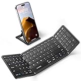 Foldable Bluetooth Keyboard with Numeric Keypad, Samsers Full-Size Wireless Folding Keyboard with PU Leather, Portable Travel Keyboard for iOS Android Windows Mac OS, Support 3 Device(BT5.1 x 3)-Black