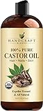 Handcraft Organic Castor Oil for Hair Growth, Eyelashes and Eyebrows - 100% Pure and Natural Carrier Oil, Hair Oil and Body Oil - Moisturizing Massage Oil for Aromatherapy - 16 fl. Oz