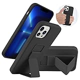 LAUDTEC Silicone iPhone 13 Pro Max Case with Kickstand/Stand，Horizontal and Vertical Stand Hand Strap Kickstand Case for iPhone 13 Pro Max(6.7 in) (Black)