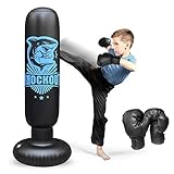 Inflatable Kids Punching Bag with Stand, Punching Boxing Bag with Gloves, Freestanding Punching Bag for Adults
