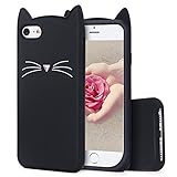 TopSZ Black Cat Case for iPod Touch 6th 5,Silicone 3D Cartoon Animal Cover,Kids Girls Teens Boys Animated Kitty Design Cool Cute Kawaii Soft Rubber Funny Unique Character Cases for iPod 5th Generation