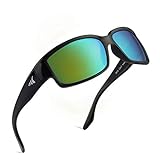 KastKing Skidaway Polarized Sport Sunglasses for Men and Women, Gloss Black Frame, Brown Base Chartreuse Mirror
