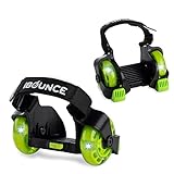 New-Bounce Heel Wheel Skates with Lights - Jet Wheelies for Shoes - Adjustable Roller Heel Skates for Kids - One Size Fits Most (Green)
