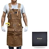BRITEREE Woodworking Apron for Men, Gifts for Men, with 9 Tool Pockets, Durable Waxed Canvas Work Apron for Woodworkers Carpenters Blacksmiths