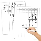 Math Manipulatives White Board for Students - Small White Board Dry Erase - Ideal for Classroom and Home Use - Long Division Double-Sided Dry Erase Board - 9x12 Inches