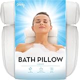 Bath Pillow (Luxury Comfort), Extra Thick Spa Bath Pillows for Tub Neck and Back Support (6 Non-Slip Suction Cups), Ultra Soft 3D Air MeshBathtub Pillow for Soaking Bathtubs, 15x14 inch, White