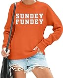 VILOVE Game Day Sweatshirt Women Sundey Fundey Sweatshirt Football Season Hoodie Sunday Shirt Crew Neck Pullover Orange