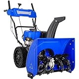 Gas Snow Blower 24 Inch 2-Stage, 209cc 7HP 4-Cycle Engine with Electric Start, Led Lights, 13' Flat Free Wheels, Self Propelled Gas Powered Snowblower