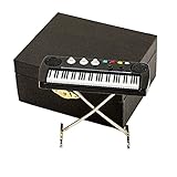 Seawoo Miniature Electronic Organ with Case Mini Musical Instrument Mini Electronic Keyboard Miniature Dollhouse Model Electone Christmas Ornament (3.53'x1.37'x2.96')